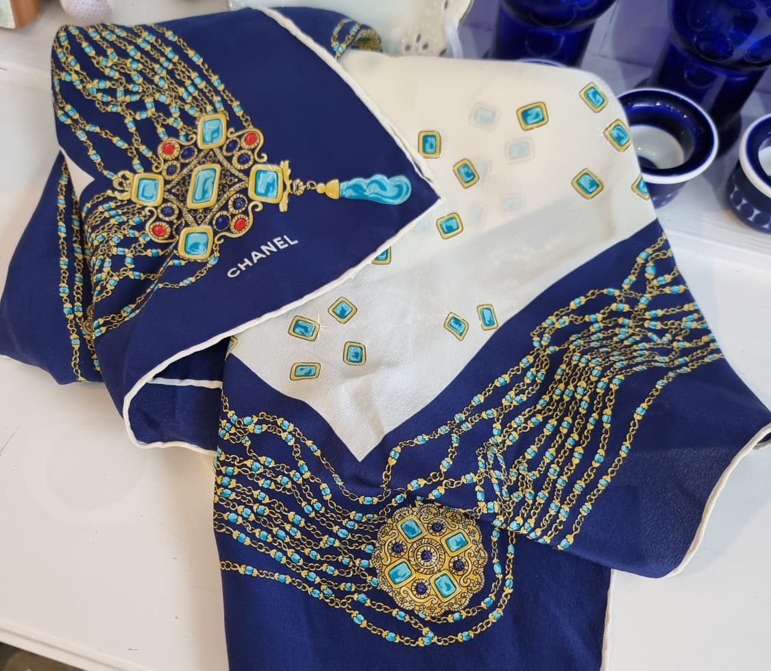 샤넬 스카프 네이비 실크 상품이미지8