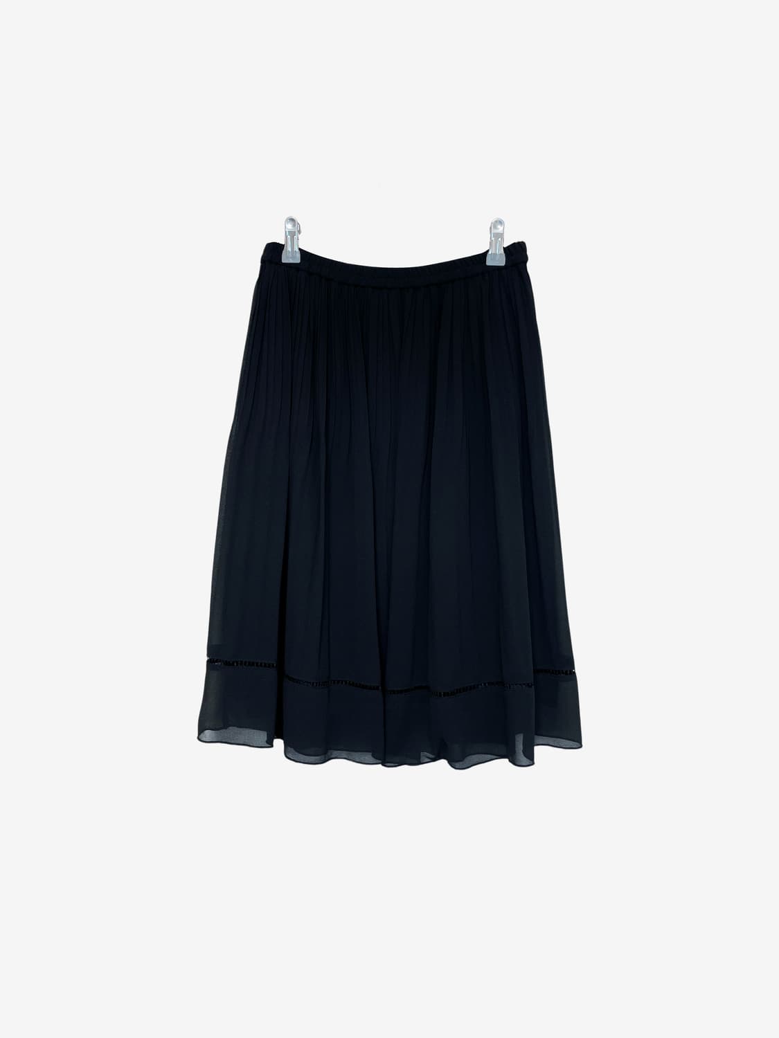 Punching Hem Pleated Midi Skirt - Black 상품이미지8