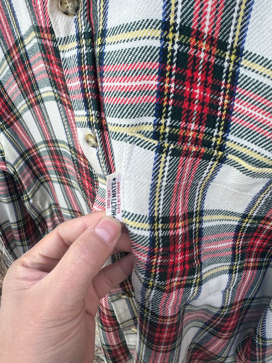 80s 멀티메이트 체크 배색 플란넬 셔츠 L 상품이미지5