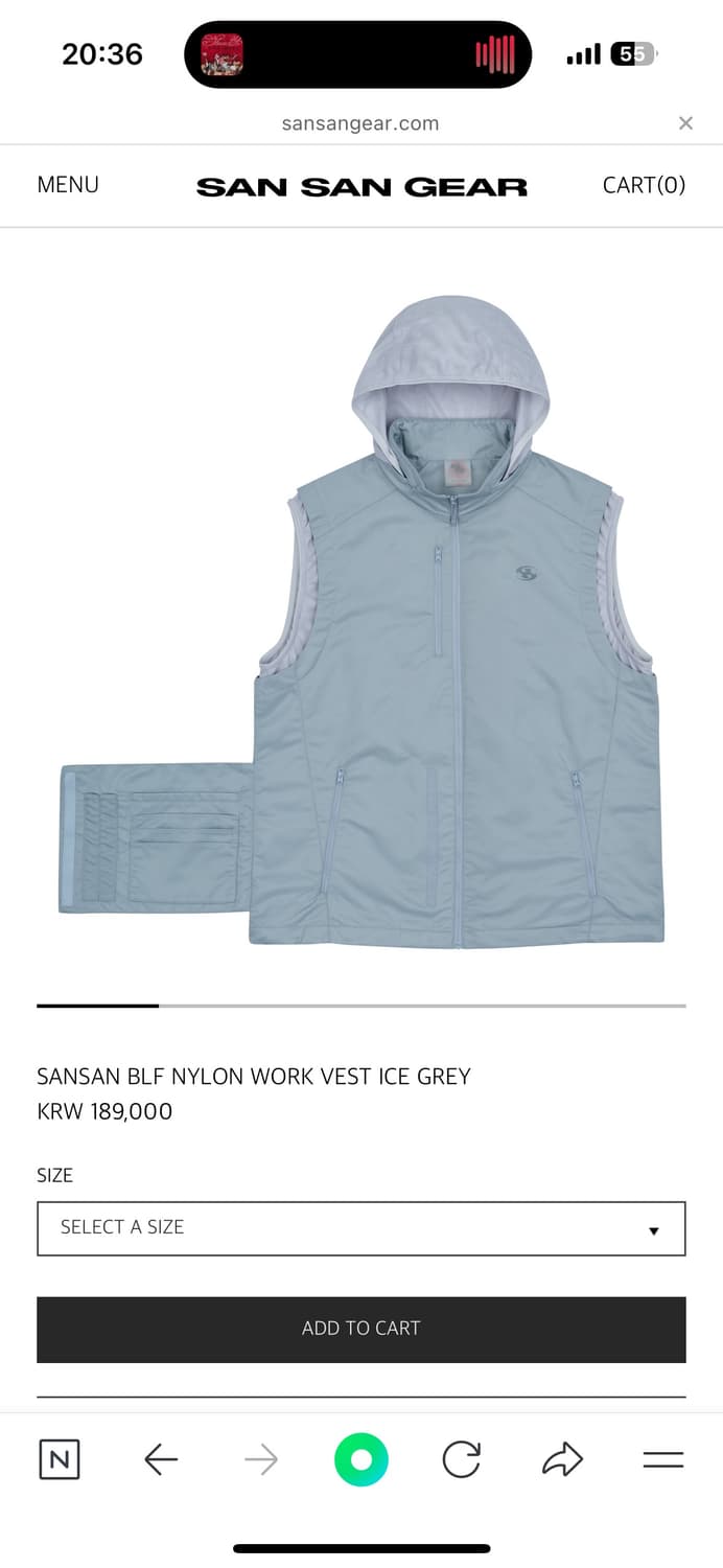 SANSAN BLF NYLON WORK VEST ICE GREY 상품이미지3