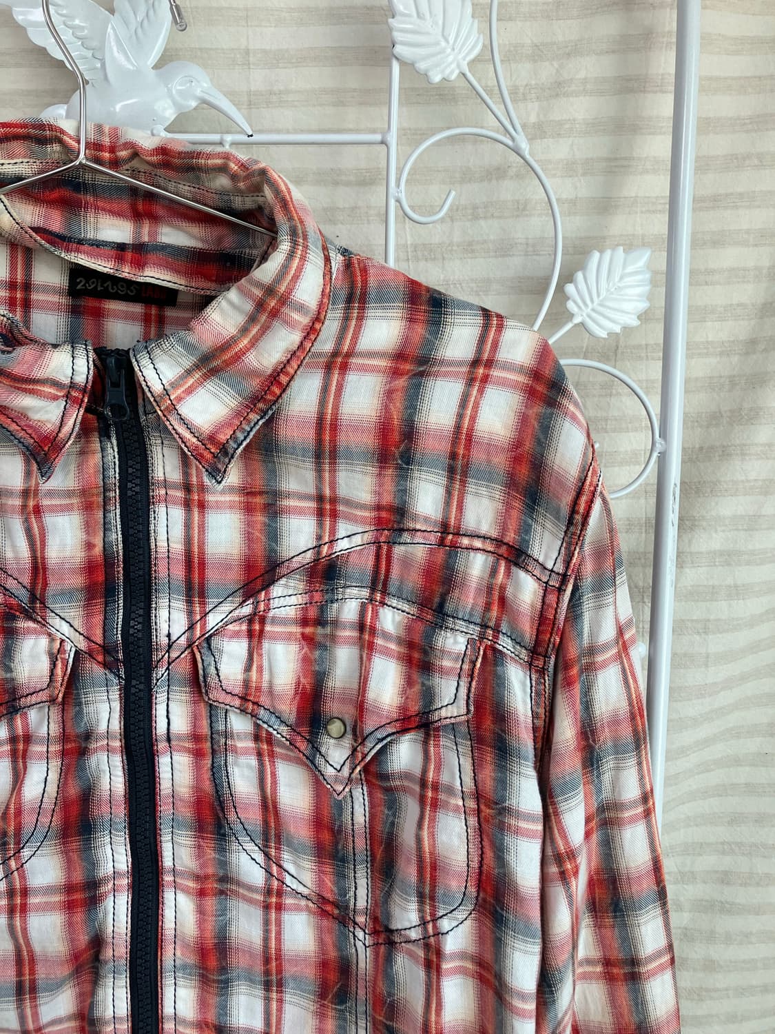 빈티지 체크 집업 셔츠 y2k 스트릿 갸루 펑키 일본빈티지540 상품이미지4