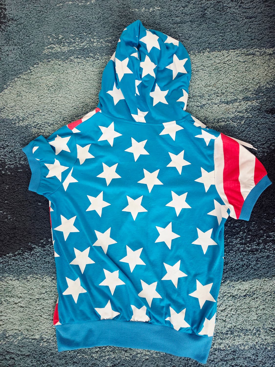 Y2k 미국 국기 반소매 아메리카 프린팅 후드집업 상품이미지4