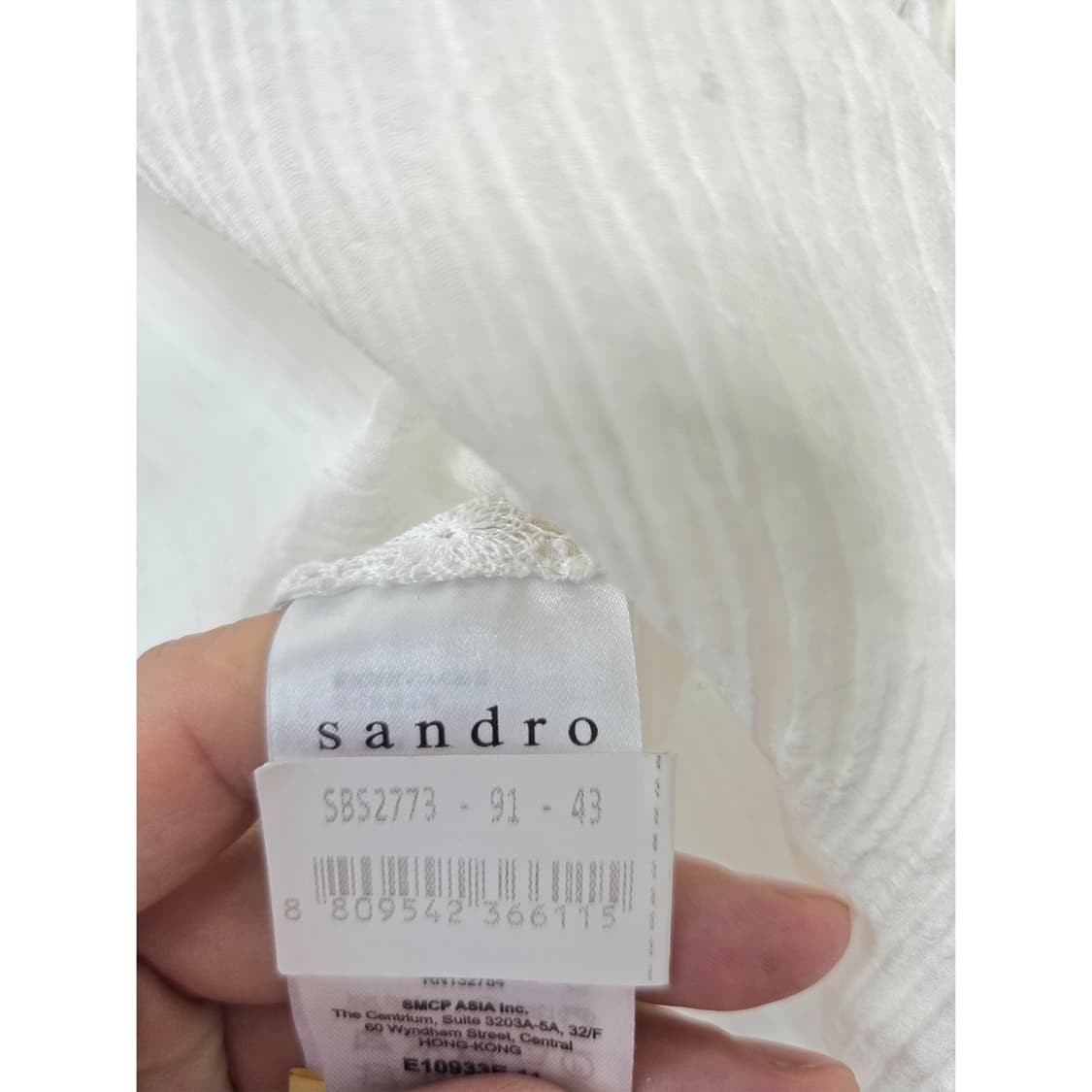 산드로 Sandro 화이트 레이스 프릴 블라우스 M 상품이미지3