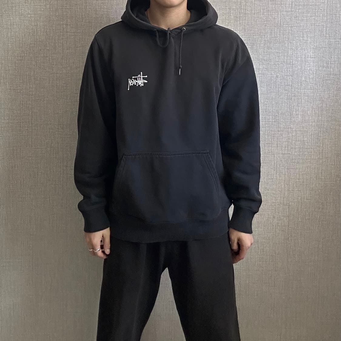 STUSSY 스투시 스탁로고 블랙 후드티 상품이미지2