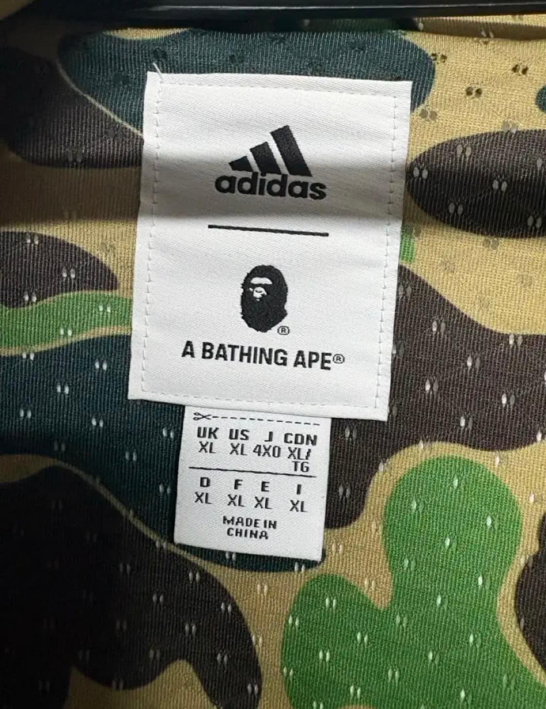 베이프 아디다스 녹계 풀 집업 져지 xl 상품이미지2