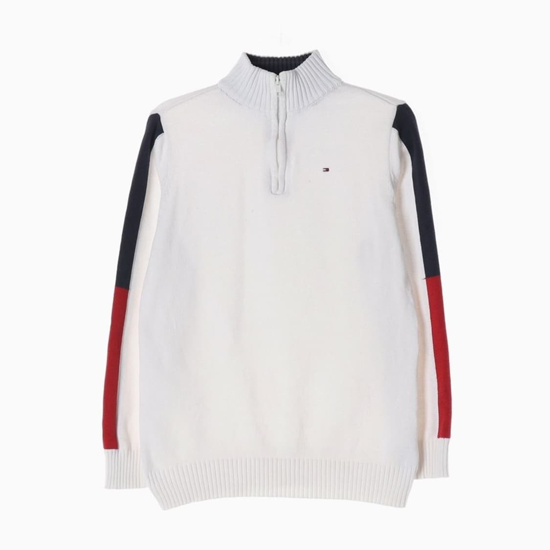 타미힐피거 키즈 소매 배색 하프집업 니트 L 16-18 상품이미지1