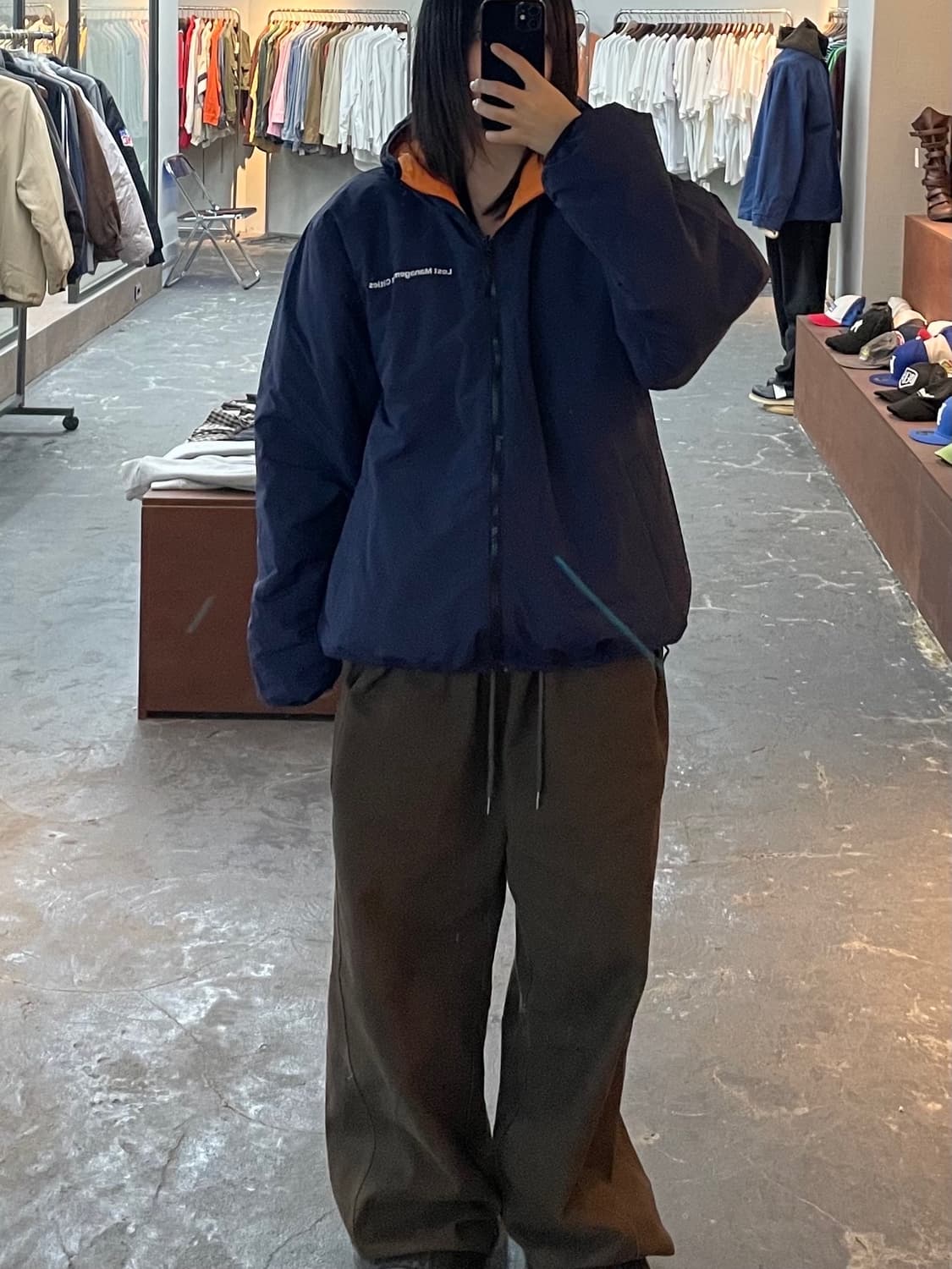 LMC 리버시블 오렌지 네이비 후디 다운 패딩 H1261 상품이미지3