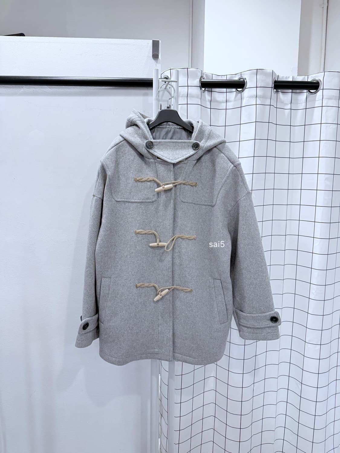 메인부스 오버사이즈 하프 더플코트 그레이 상품이미지2