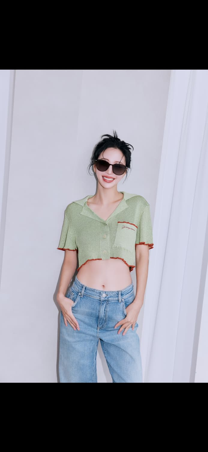 자쿠무스 반팔 니트 가디건 green 상품이미지8