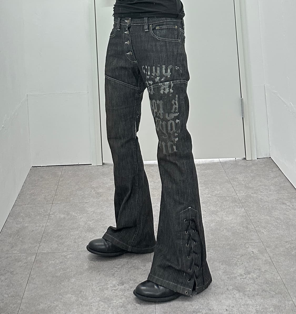 Tornado Mart 00s lace up flare cut denim 상품이미지1