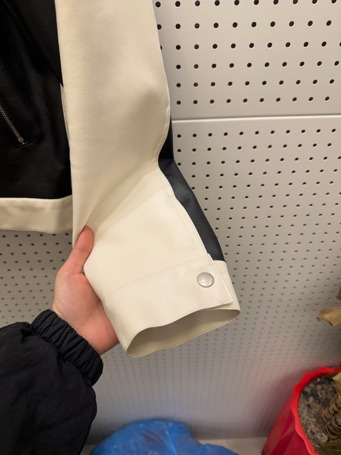 빈티지 투톤 미니멀 레더 자켓 U252 상품이미지3