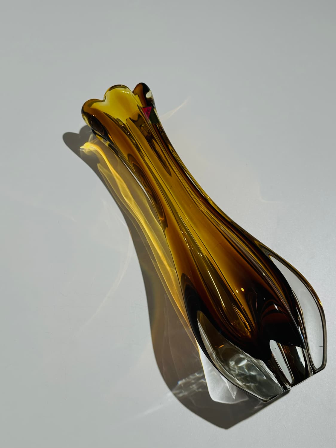 일본 빈티지 이와츠 아트글라스 앰버 화병 상품이미지5