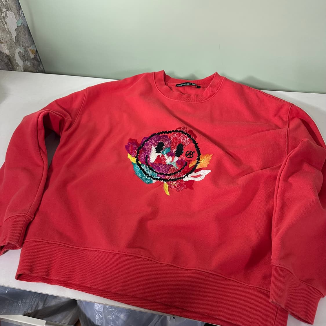 95 S 앤더슨벨 코랄 플라워스마일리 자수로고 스웻셔츠 맨투맨 상품이미지2