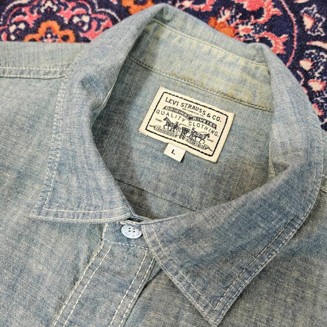 리바이스(Levis) 00's 빈티지 녹진 워시드 롤업 셔츠 상품이미지6