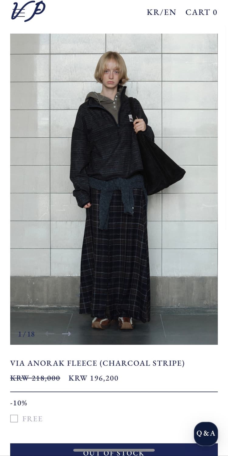 VIA ANORAK FLEECE (CHARCOAL STRIPE) 상품이미지1