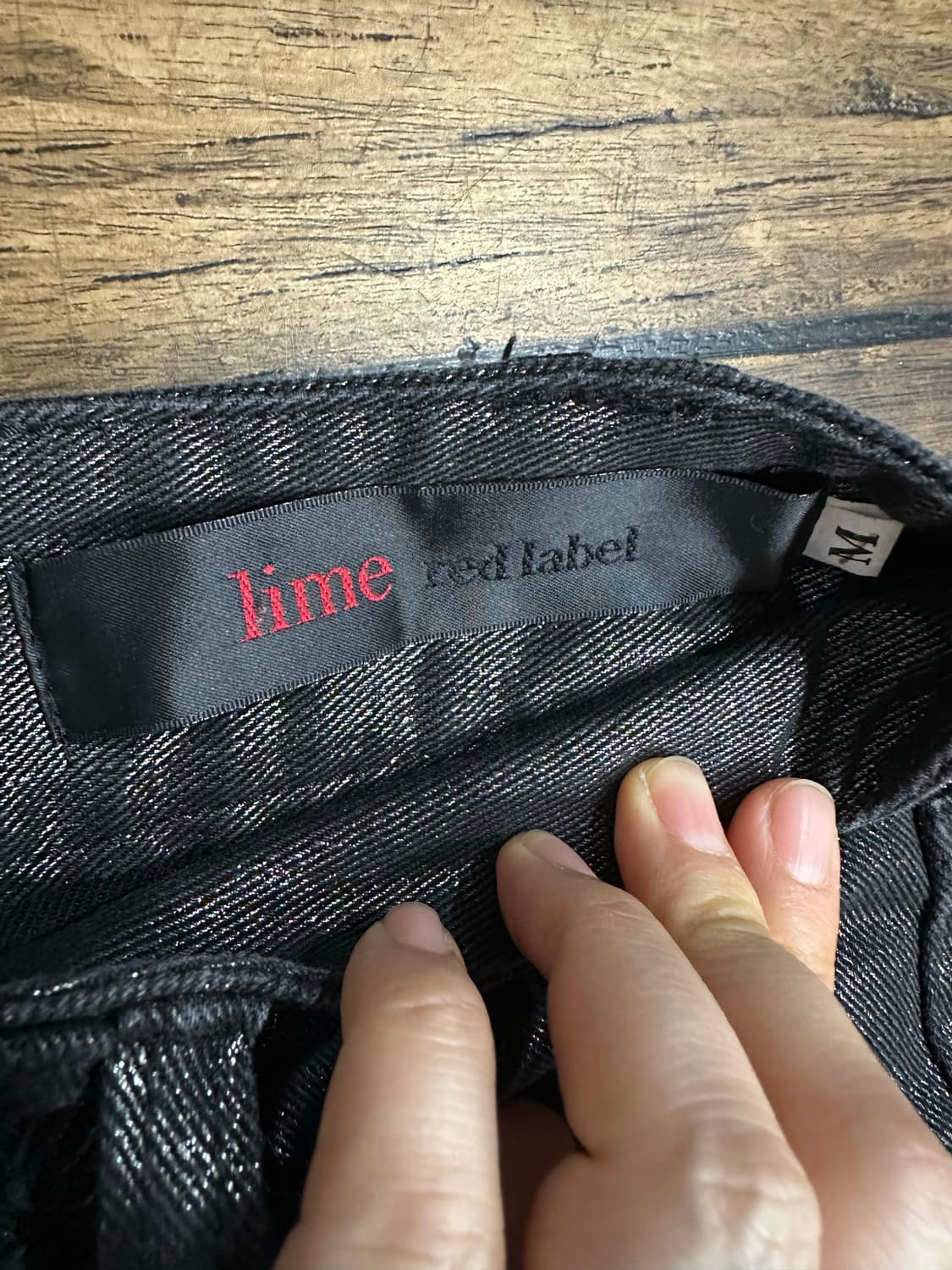Y2K lime red label 코팅 부츠컷 팬츠 27사이즈 상품이미지6