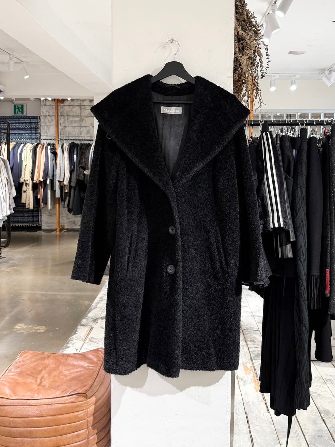 막스마라 블랙 라나버진울 알파카 블렌드 후디 코트 상품이미지1