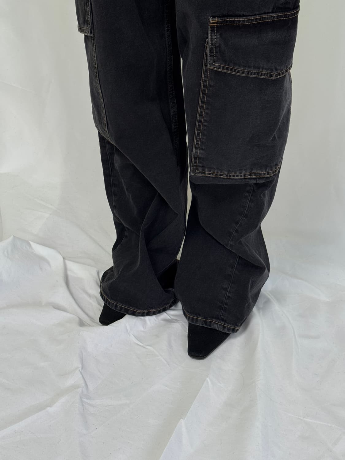 GANNI 가니 와이드 카고 데님 진 흑청바지 28 상품이미지8