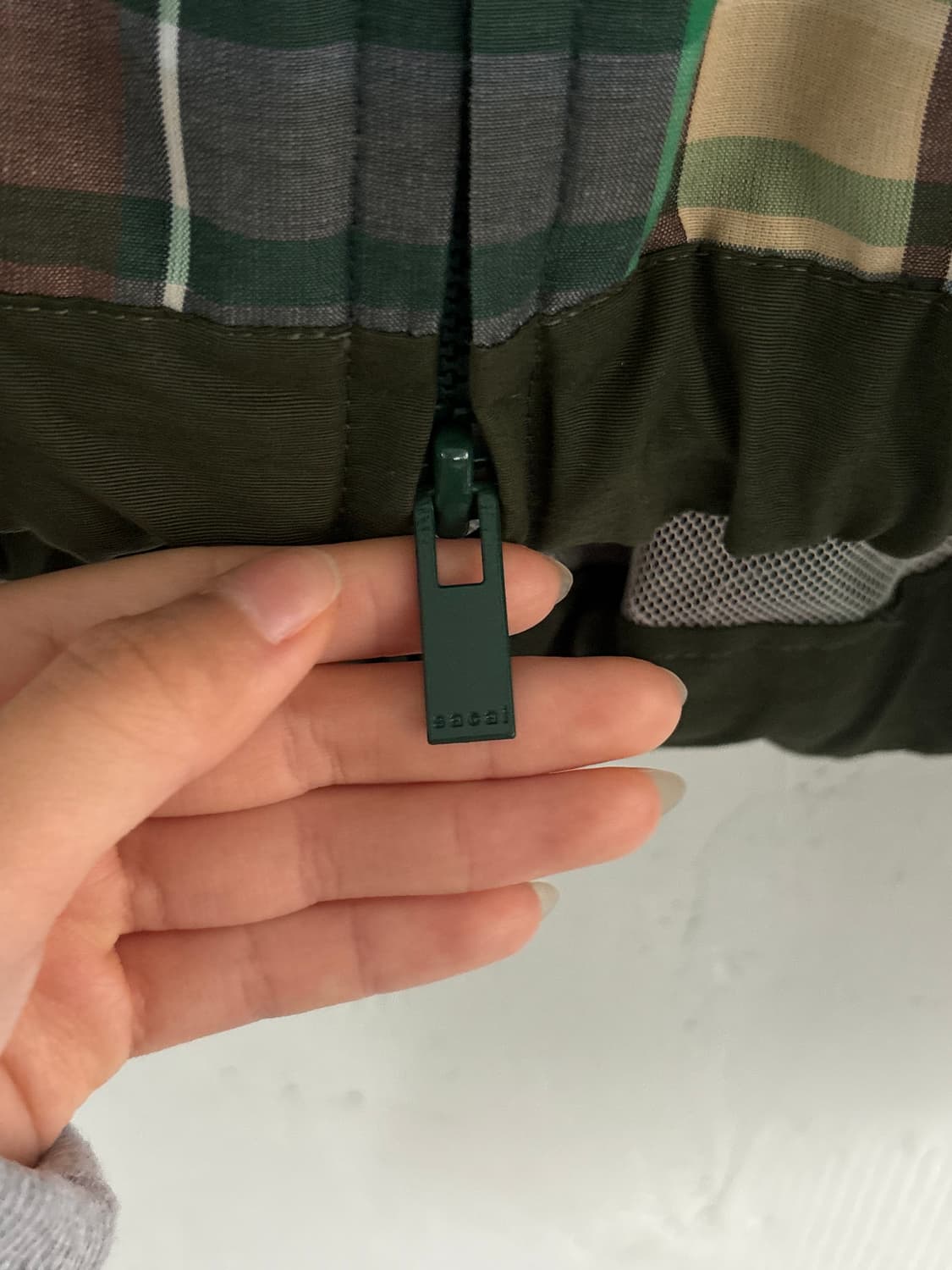 SACAI 사카이 19SS 빅카라 체크 베이지 옐로우 트렌치 블루종 상품이미지7