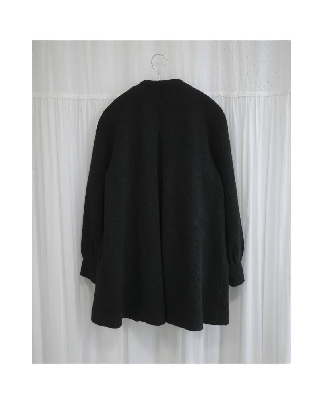Black Bouclé Collarless Coat 상품이미지4