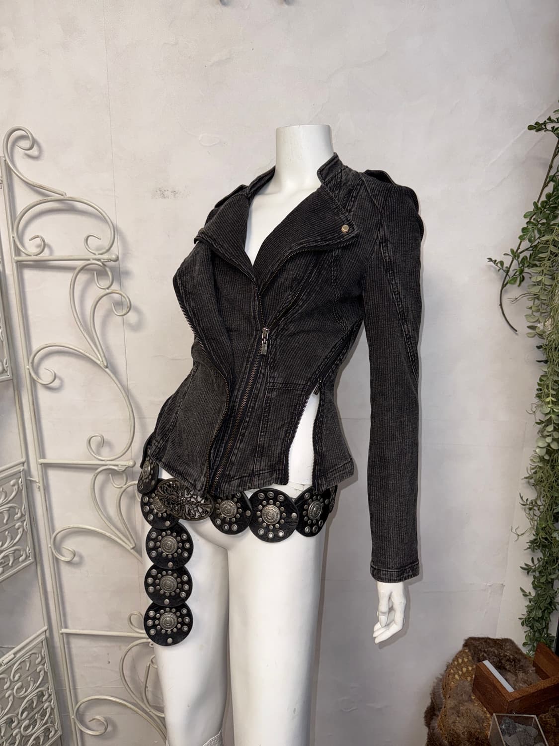 Washing charcoal zipper cotton rider jk 상품이미지2