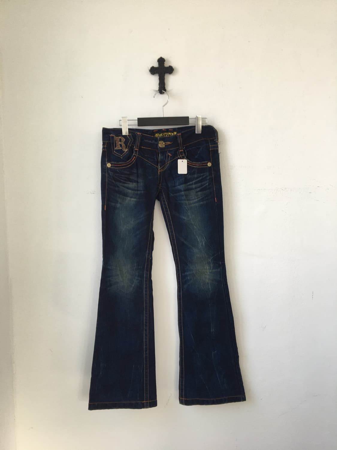 Red pepper back patch point denim pants 상품이미지3