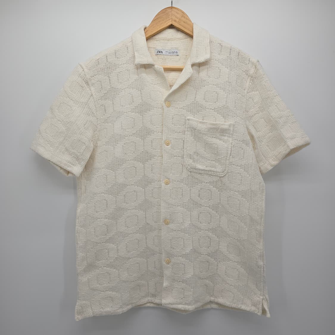 자라 아이보리 반팔 텍스처 셔츠 [D30457] 상품이미지1