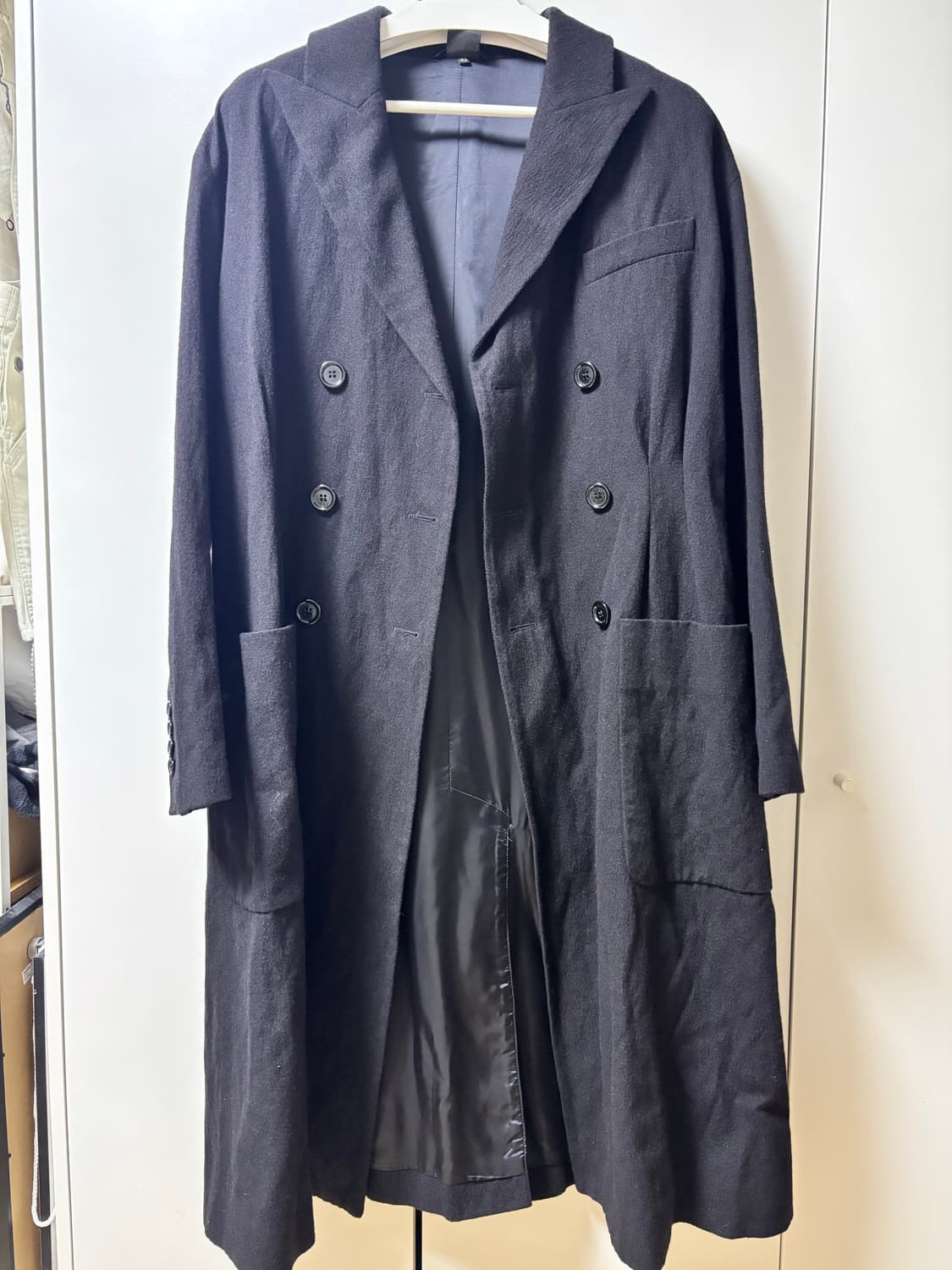 아스페시 블랙 울 롱 코트 상품이미지6