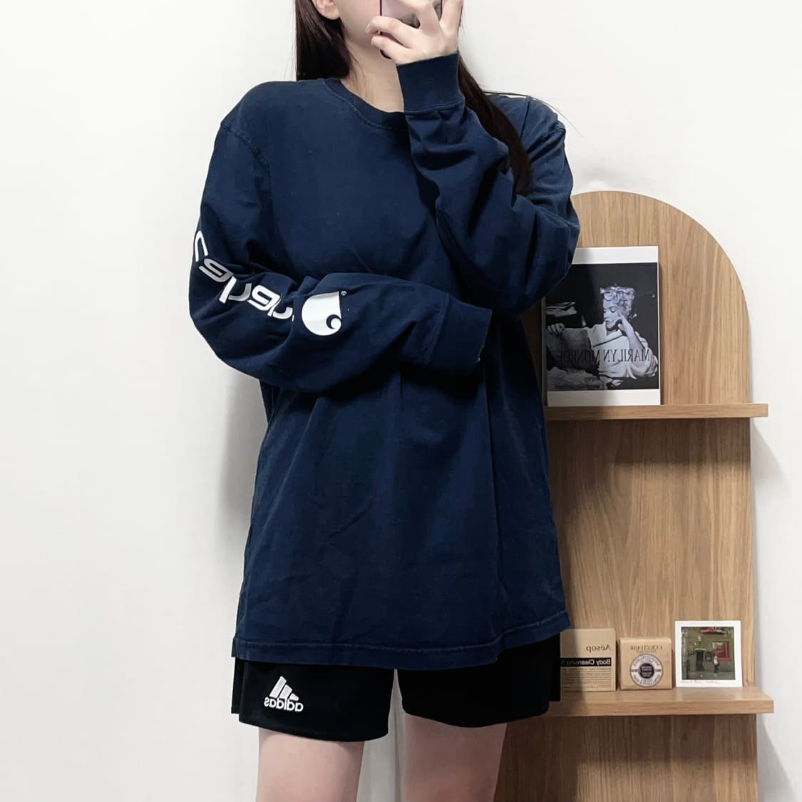 [정품] 칼하트 딥네이비 사이드레터링 긴팔티 [ M ] 상품이미지2