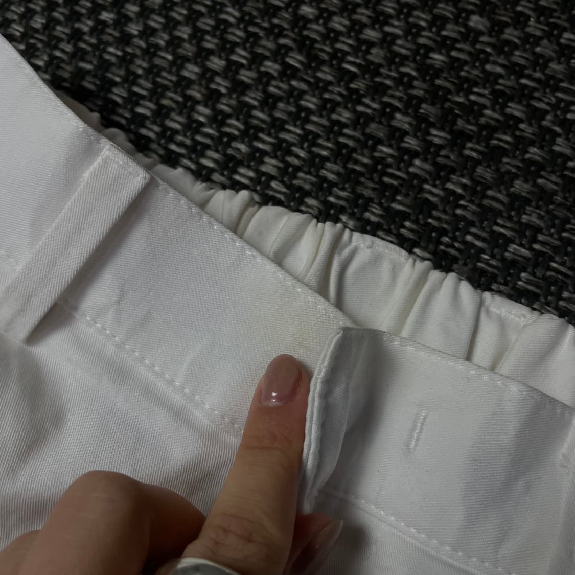 (밴딩) SEEREE 화이트 핀턱 코튼 슬랙스 M 상품이미지5