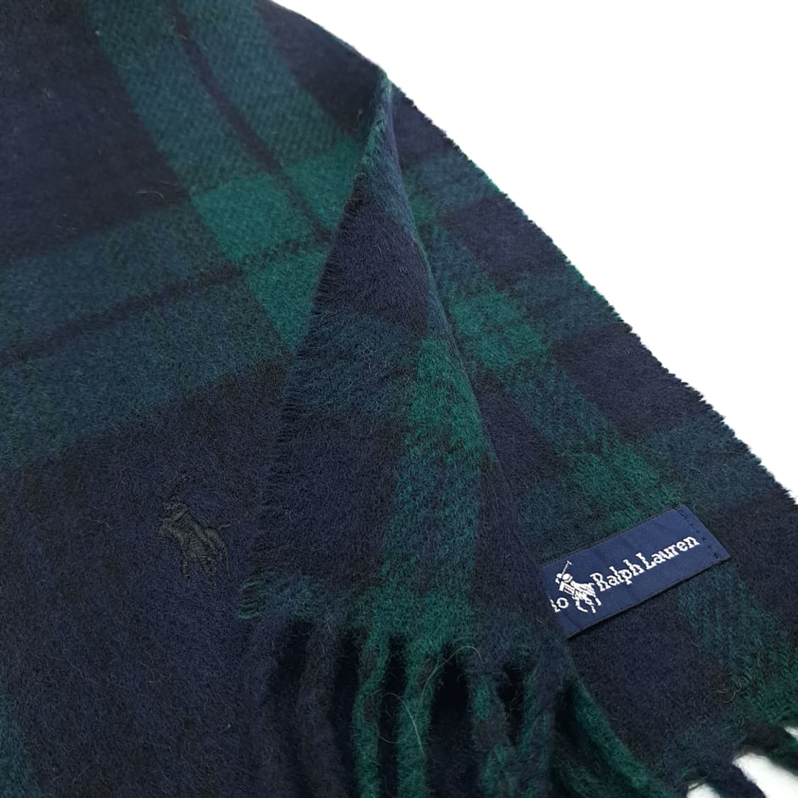 MX323 폴로 랄프로렌 클래식 블랙워치 타탄체크 램스울 목도리 머플러 상품이미지5