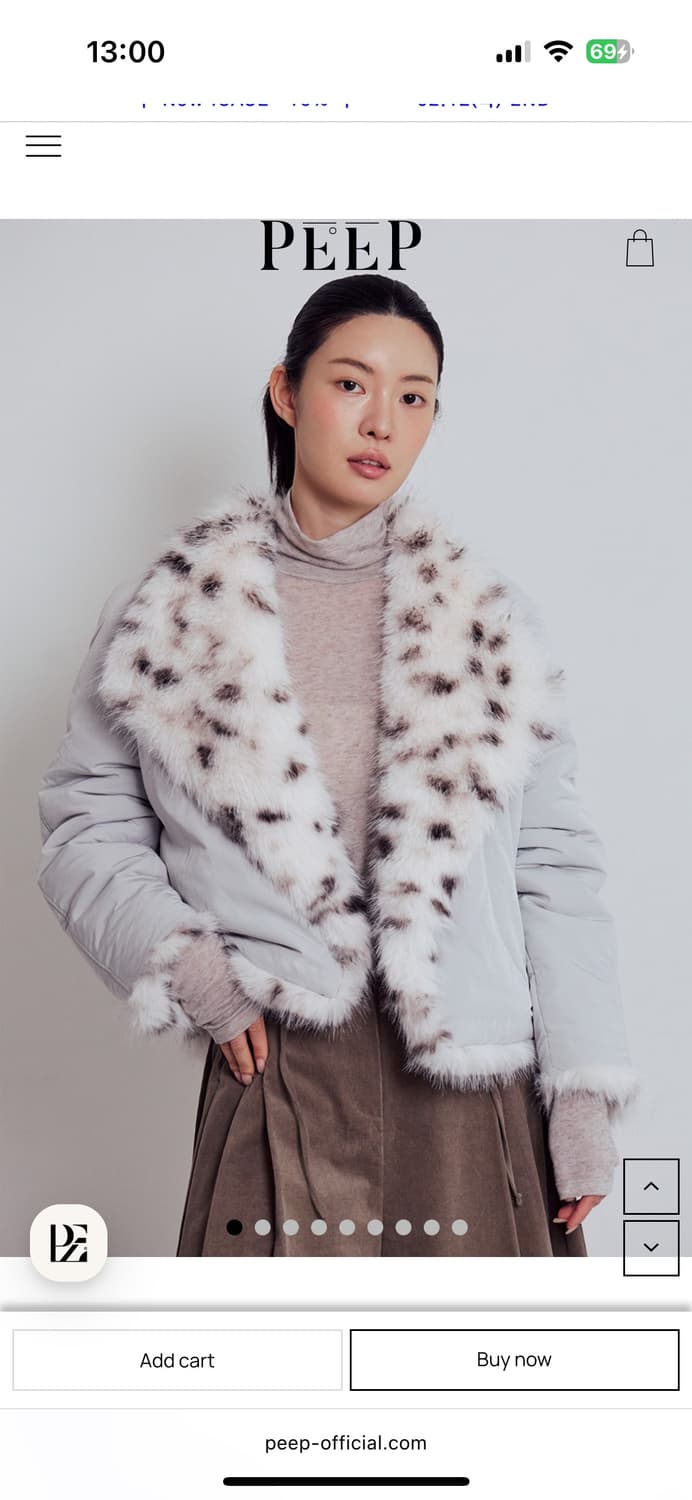 PEEP 달마시안 리버시블 폭스 퍼 봄버 패딩 자켓 mist gray 상품이미지2