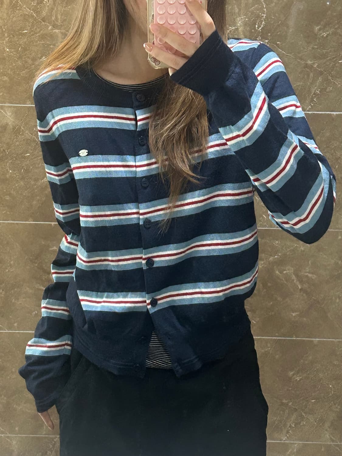 제너럴 아이디어 울혼방 스트라이프 가디건 상품이미지1