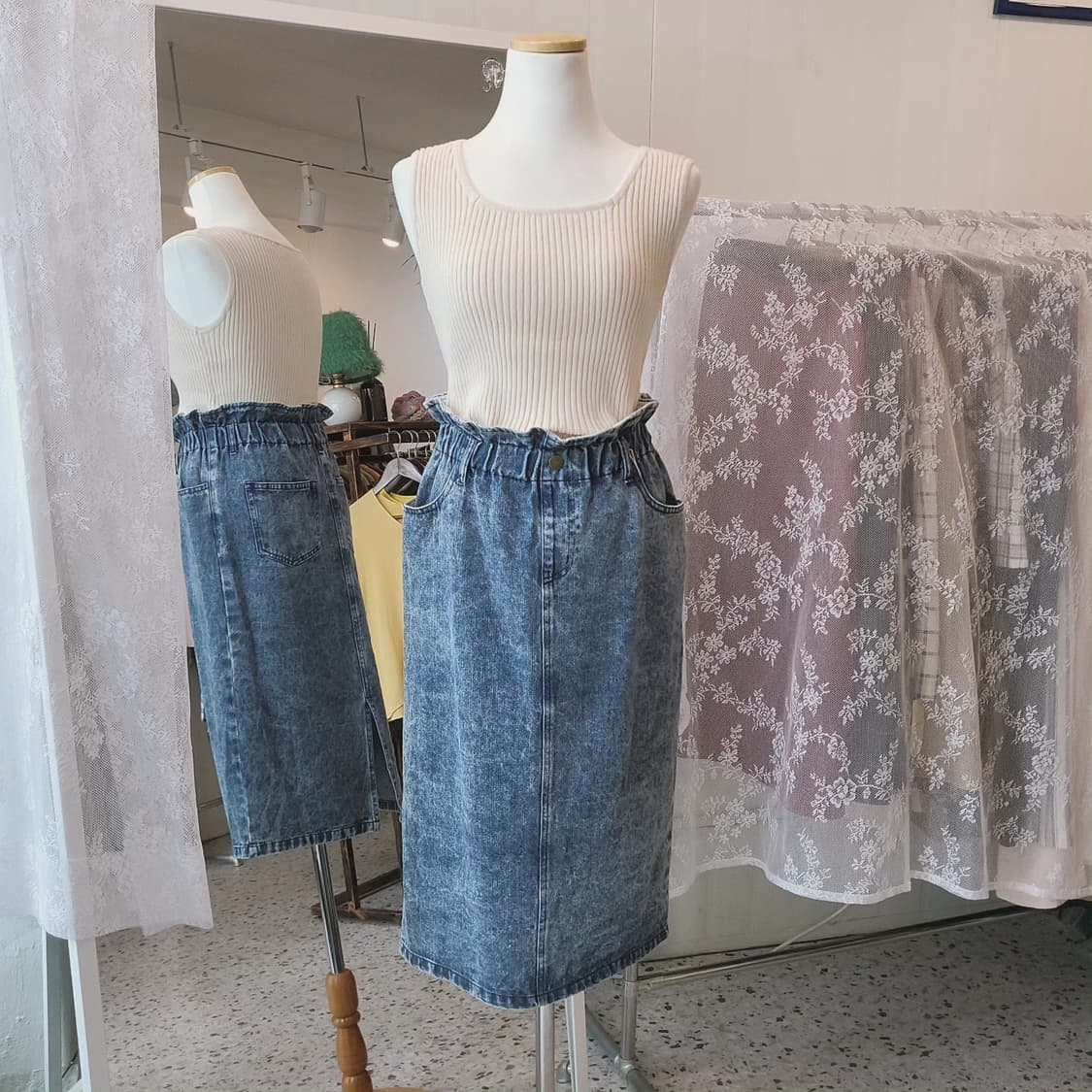 애시드워시 빈티지 밴딩 데님스커트 상품이미지2