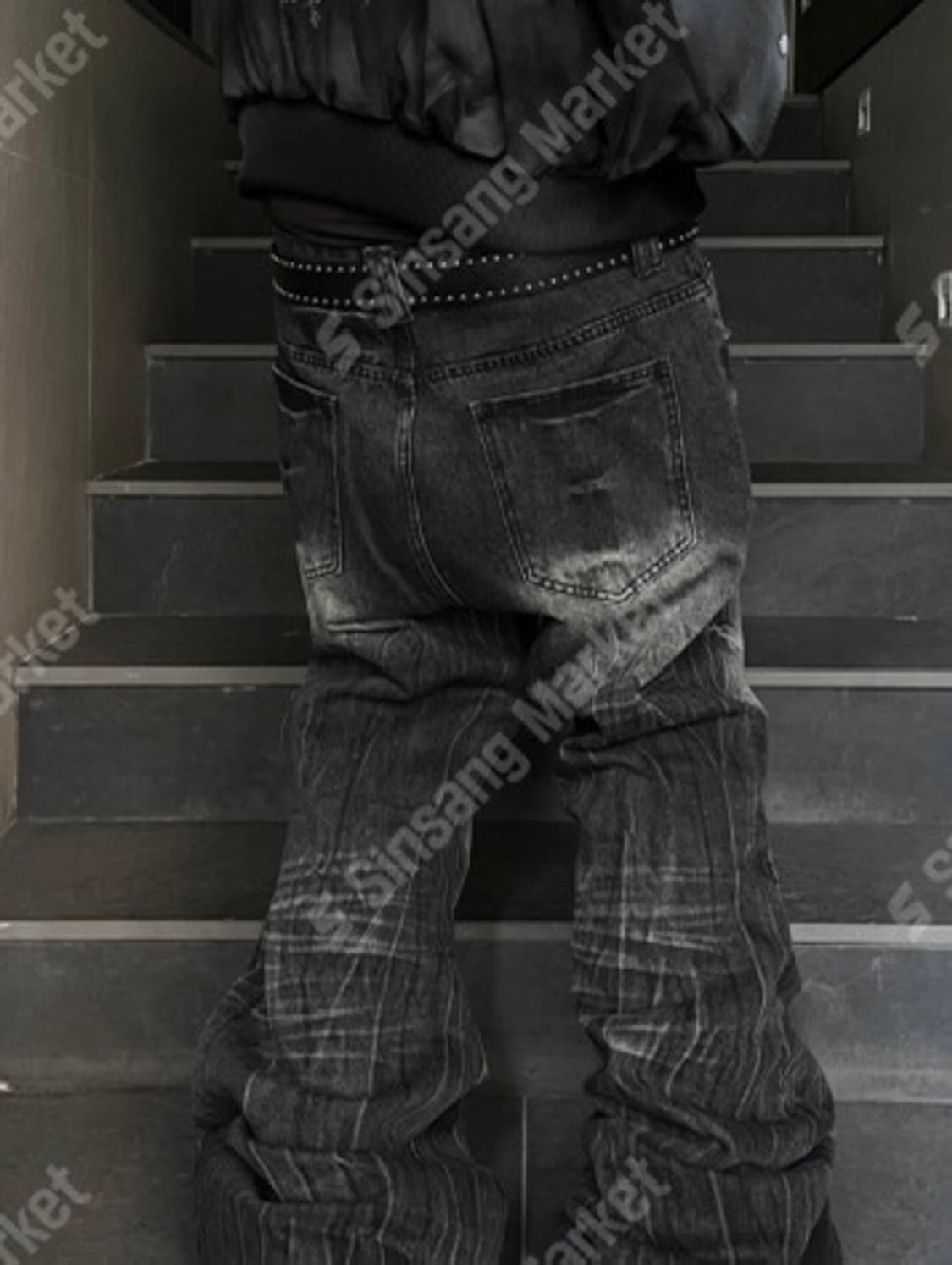 크렉 흑청 데님 팬츠 M 상품이미지4