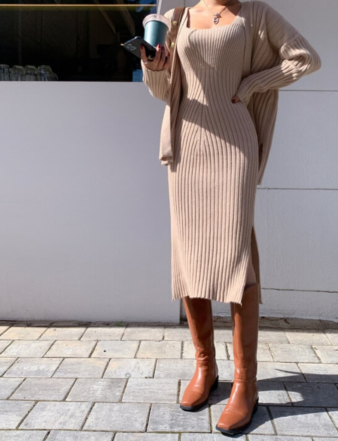 니트 롱원피스 가디건세트 상품이미지8