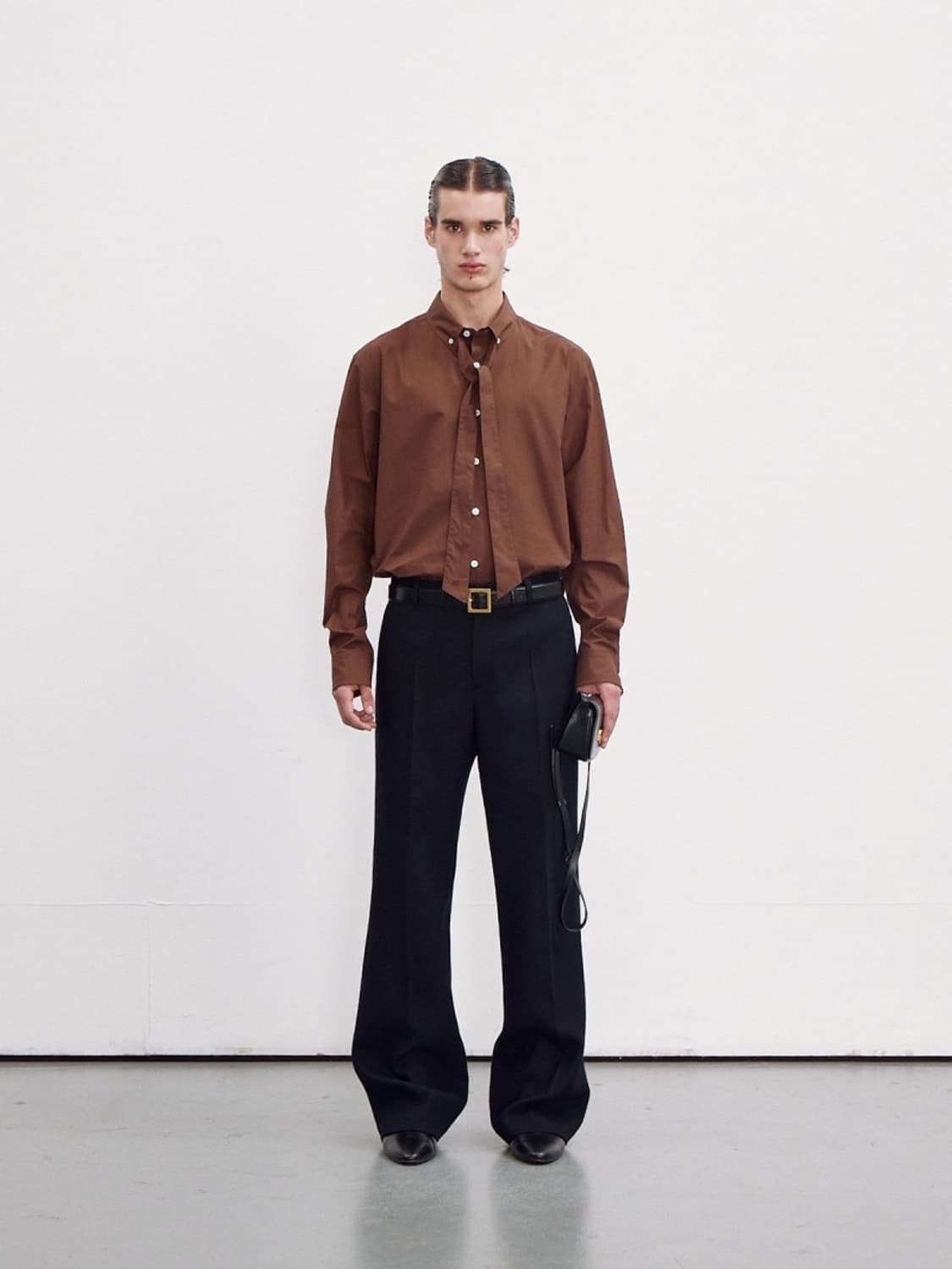 렉토 23fw 브라운 타이 셔츠 상품이미지3