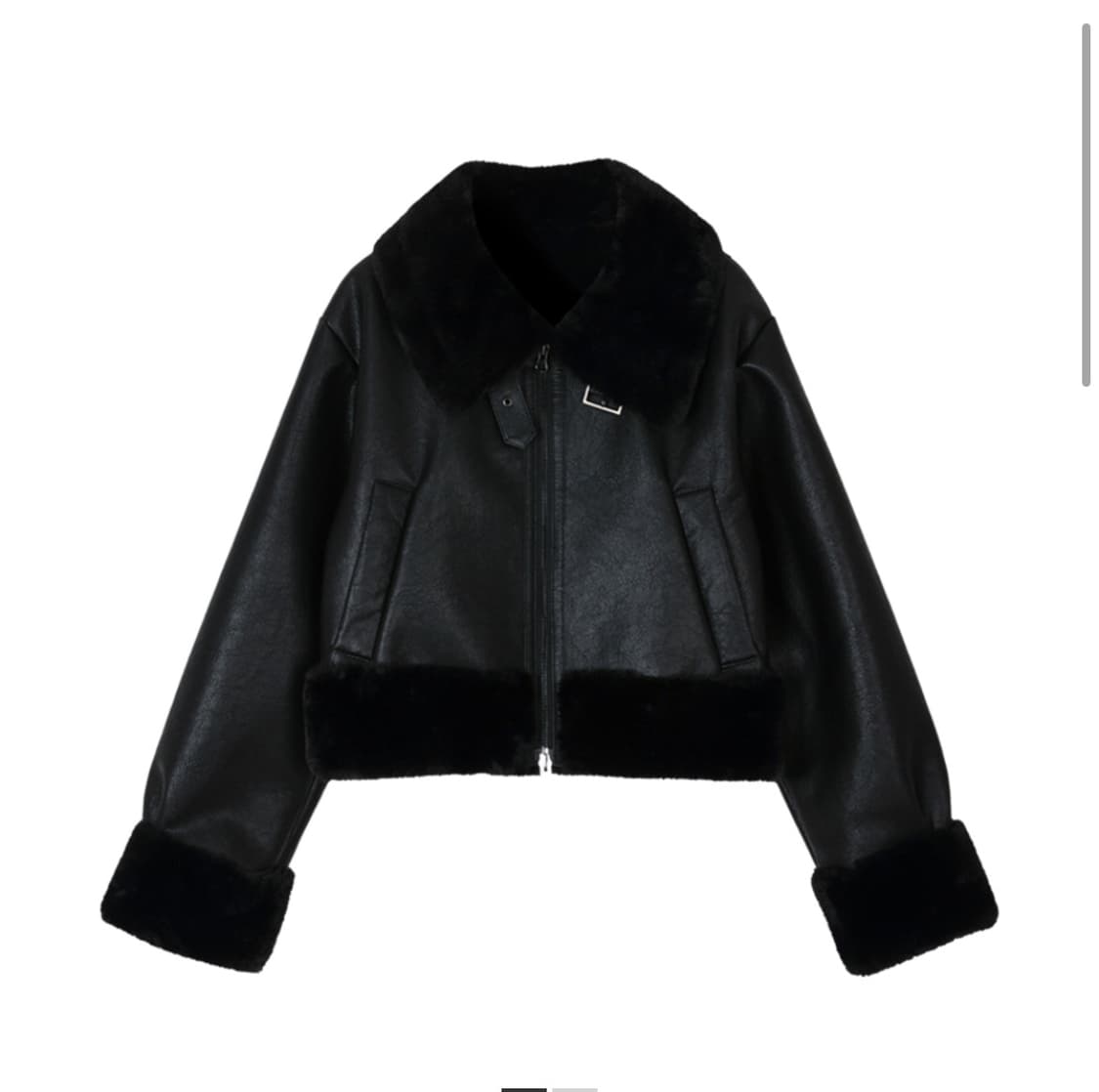 보헤미안 서울 하이 넥 숏 무스탕 블랙 상품이미지1