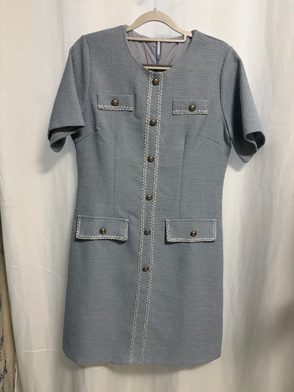 트위드 원피스 블루 데이트룩 하객룩 상품이미지1