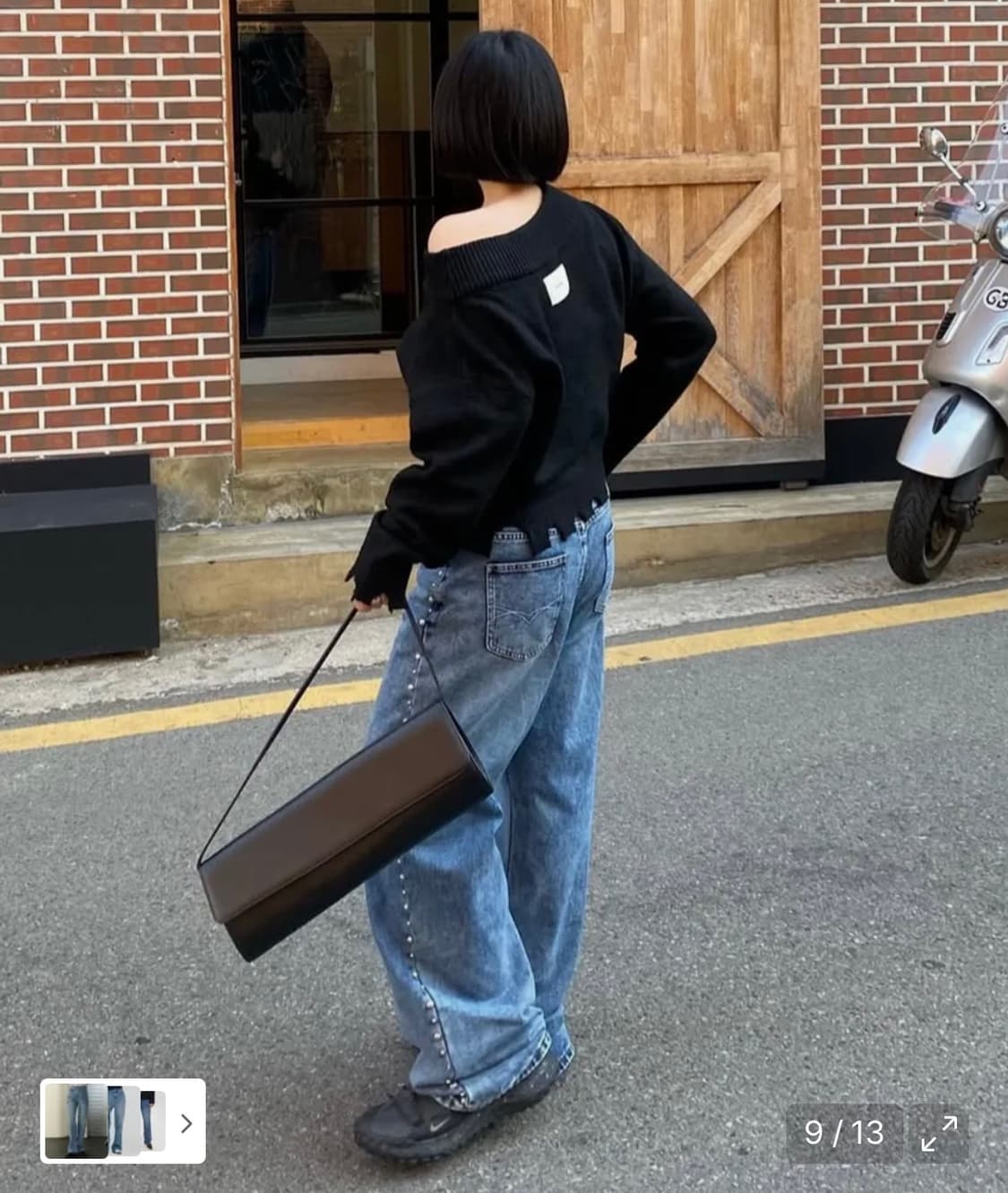 락케이크 스터드 라인 포인트 데님 진 블루 상품이미지2