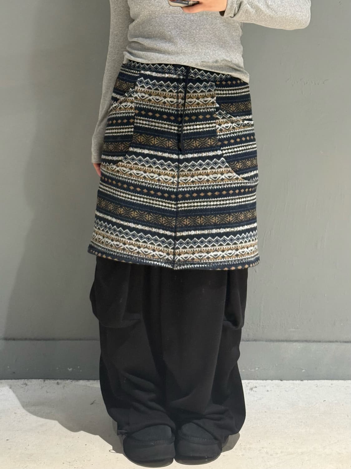 ethnic pattern pocket midi skirt 상품이미지1