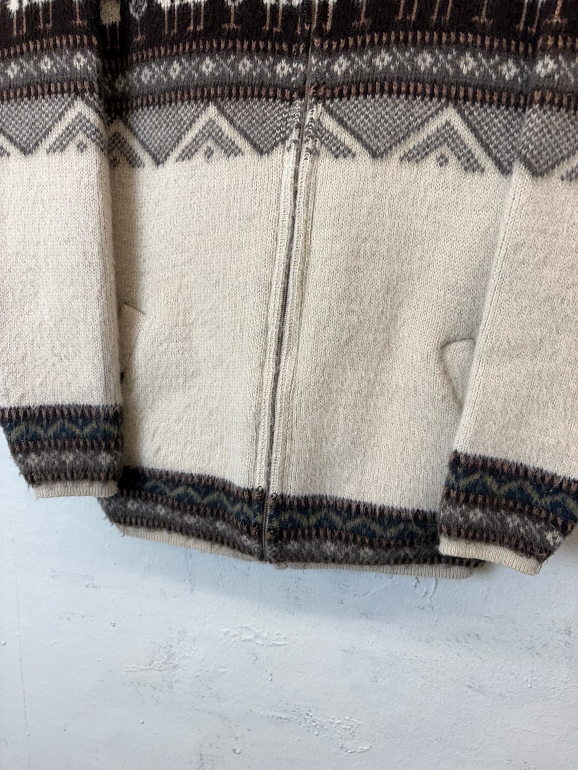 빈티지 알파카 퍄턴 후드 자켓 상품이미지5