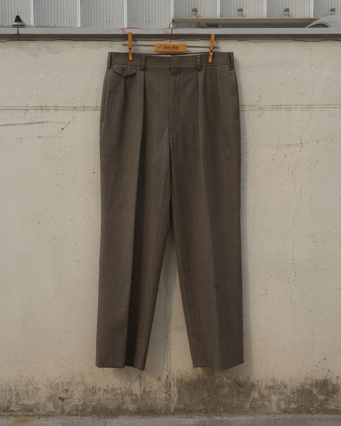 90s J press 올드 타입 포워드 핀턱 체크 슬랙스 상품이미지1