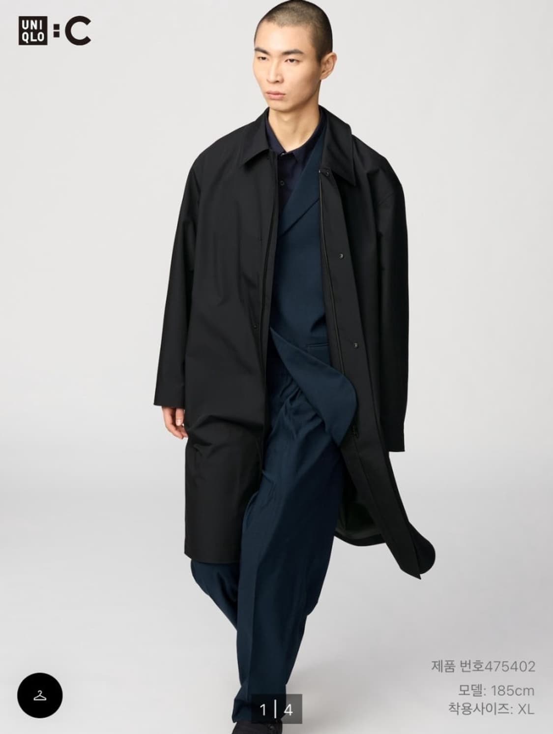 유니클로C 블록테크 싱글브레스트 코트 블랙 상품이미지1