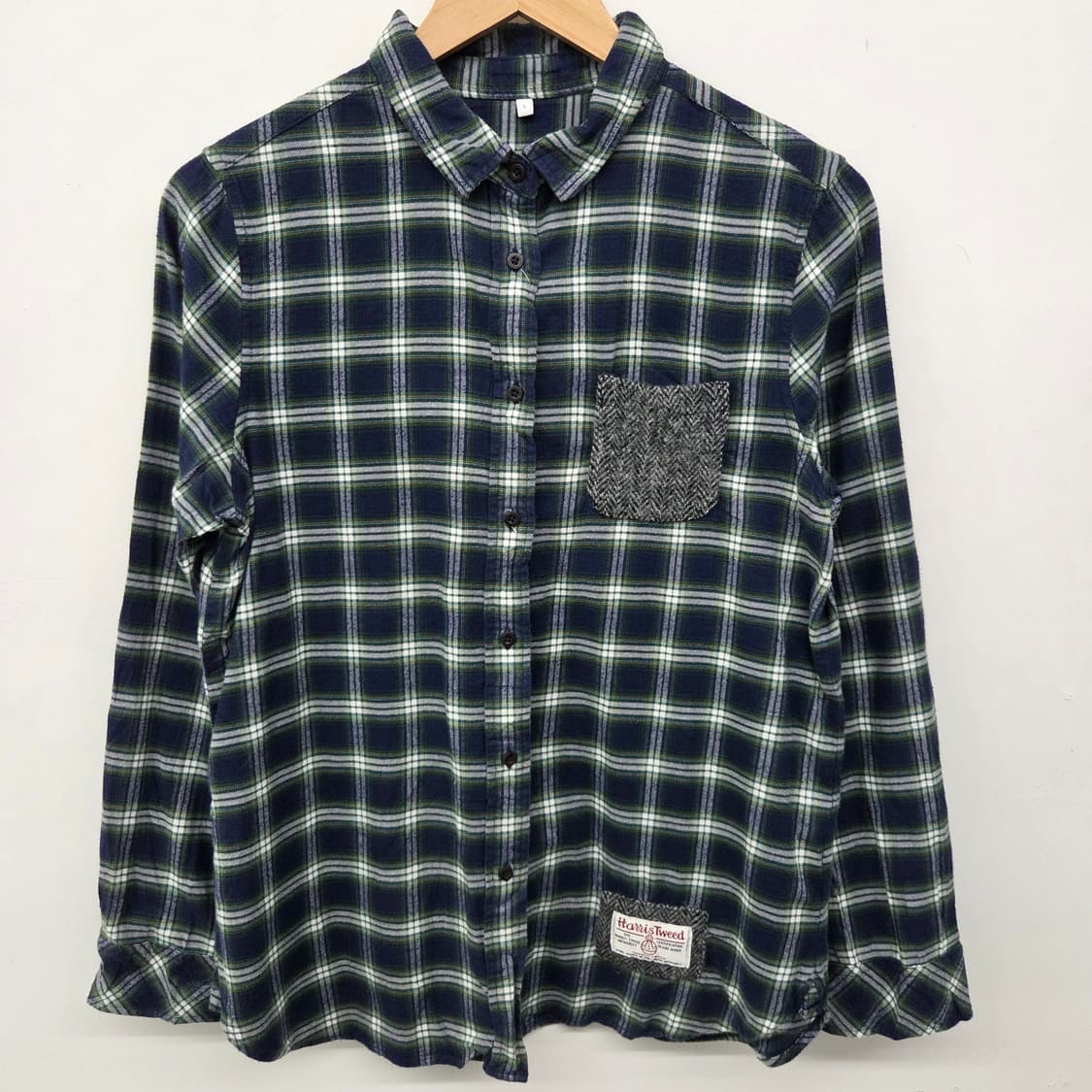 해리스트위드 패치 체크 셔츠 여성 M 상품이미지2