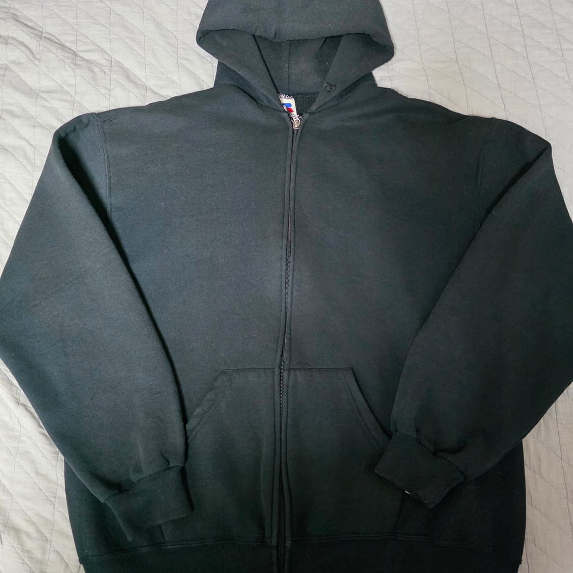 [L] 90s 빈티지 러셀 애슬레틱 후드집업 블랙 ver. 파인페이드 상품이미지1