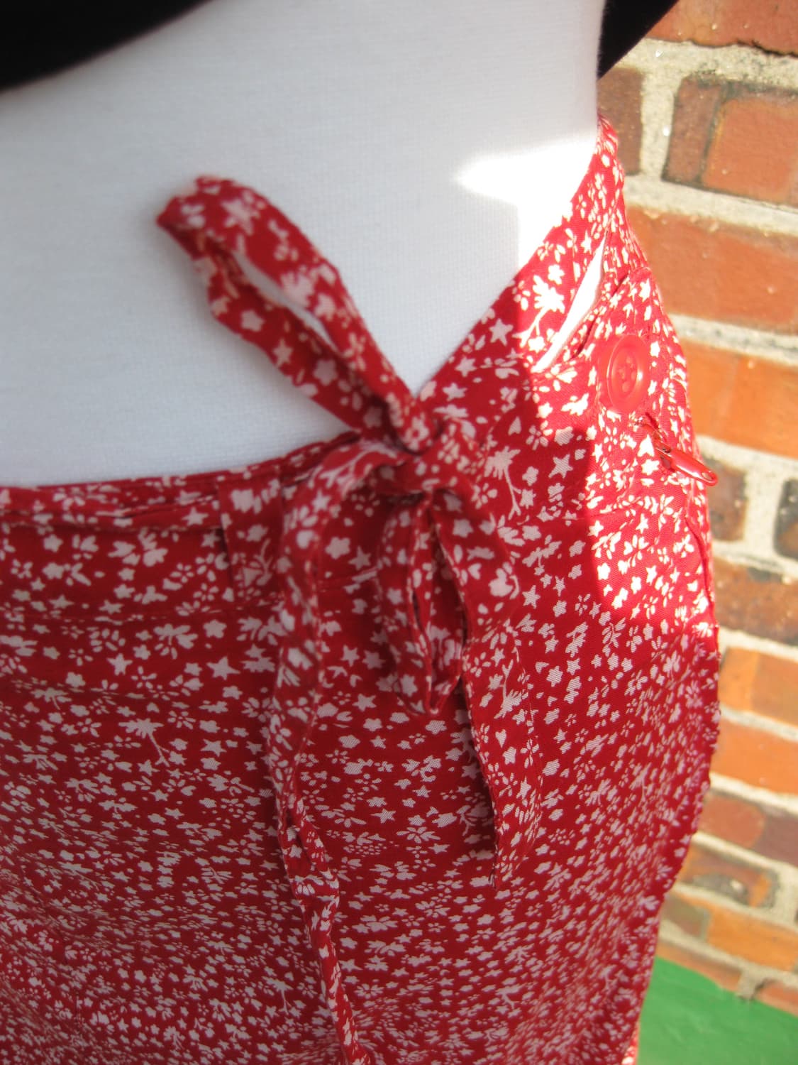 vintage 레드 잔꽃무늬 치마 상품이미지3