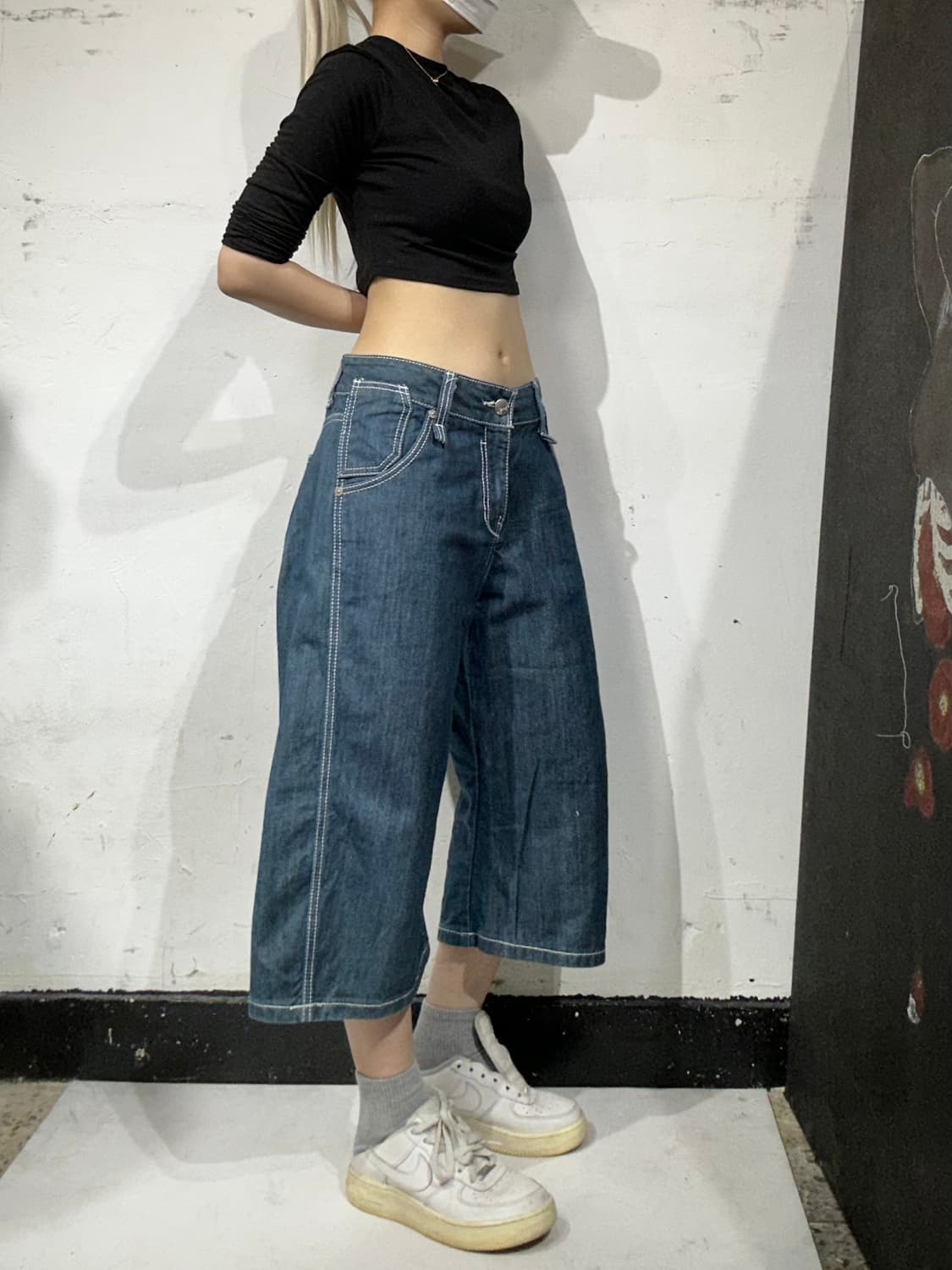 에비수 진청 다이콕 와이드 하프 팬츠 힙합 버뮤다 반바지  상품이미지2