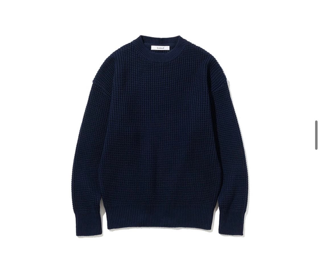 [니티드XKKST] 소프트코튼 헤비 와플 니트 NAVY 상품이미지1