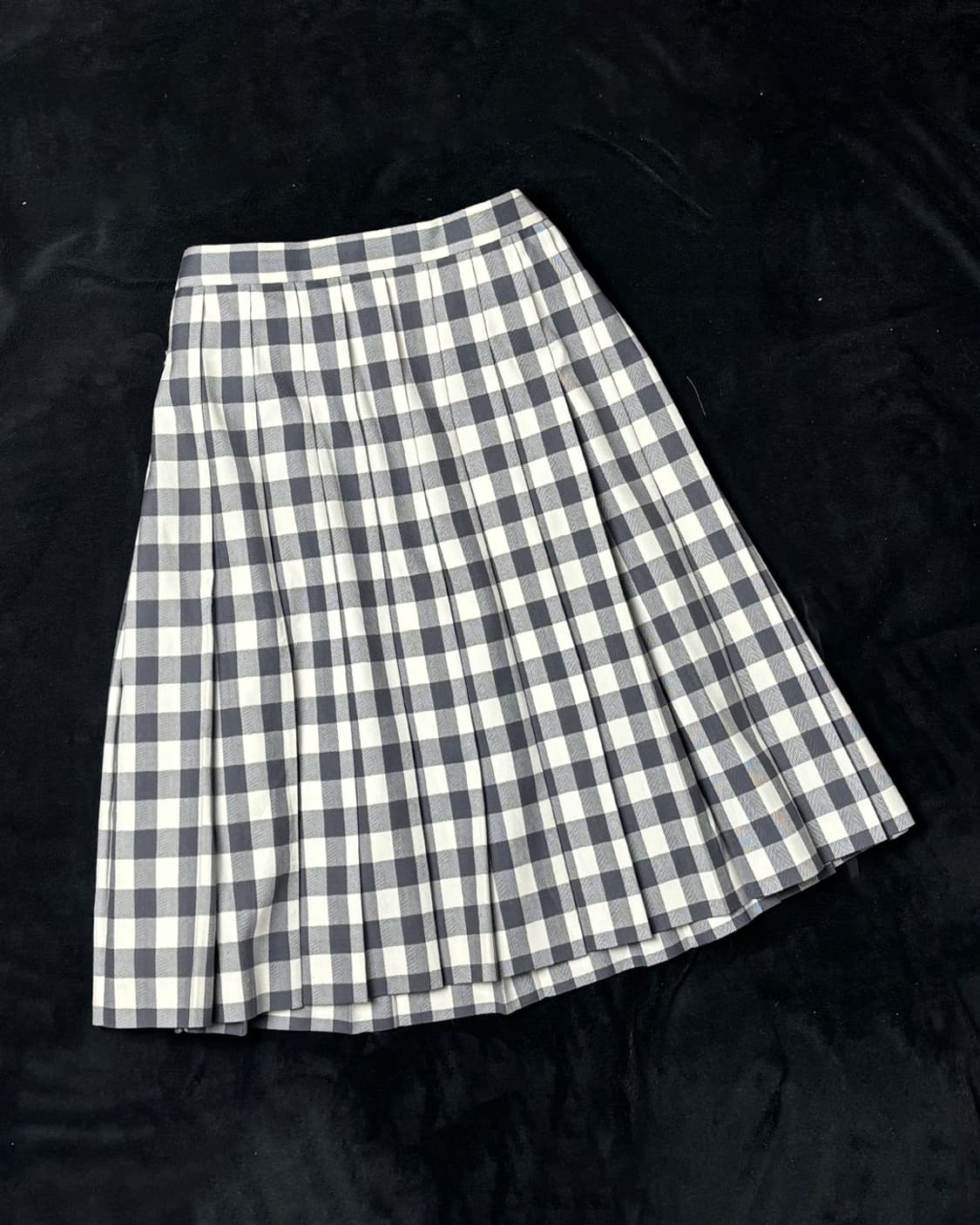 일본빈티지 그레이 체크 미디 스커트 상품이미지2
